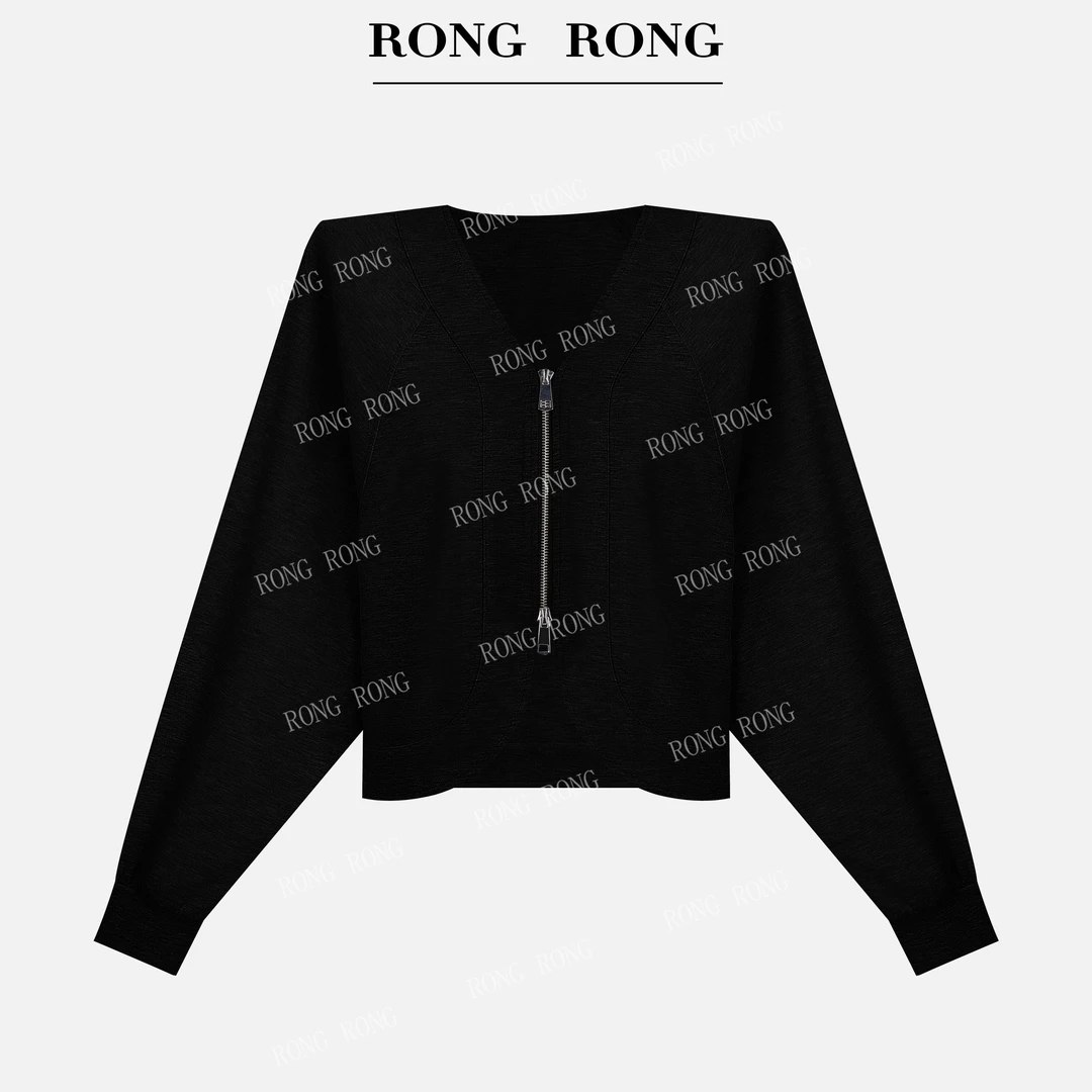 溶溶【雾春影集】RONGRONG莱赛尔混纺V领慵懒时髦短款外套C-A208222