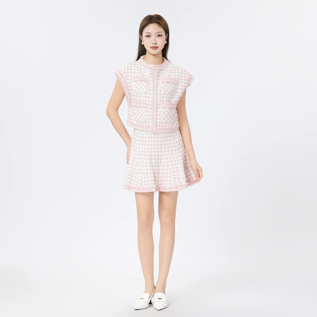 AMASS/阿玛施新款气质粗花呢短款复古小香风套装540009+520009