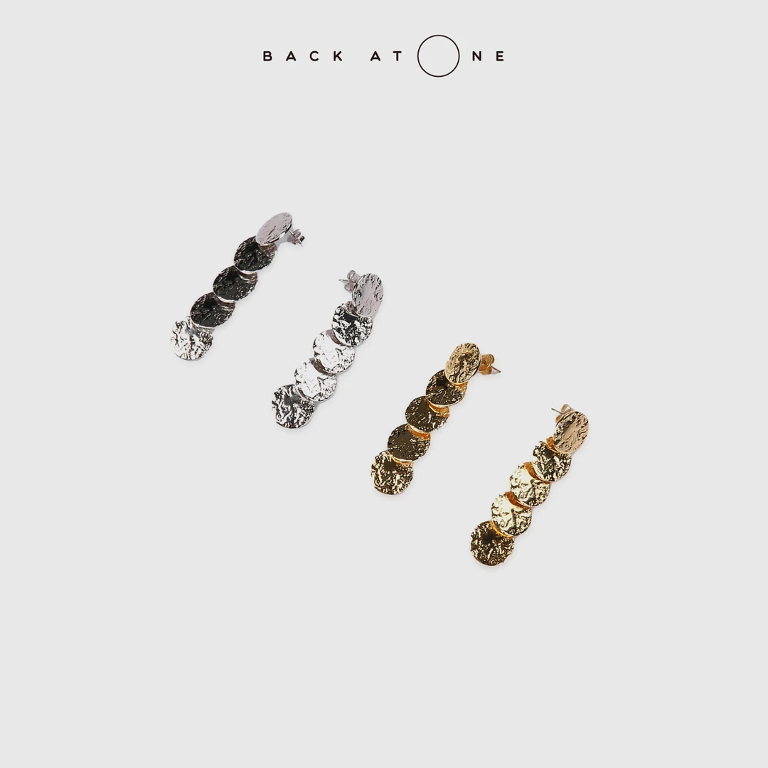 纯铜耳饰  “那不勒斯” 时尚手工锤纹几何圆片耳钉  BFF-3CO256B-C