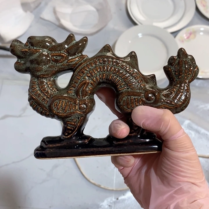 瓷片陶瓷品窑变龙摆件