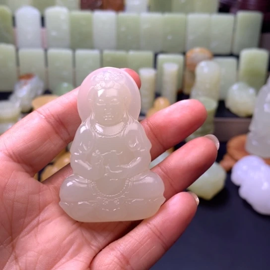 石材方解石手把件