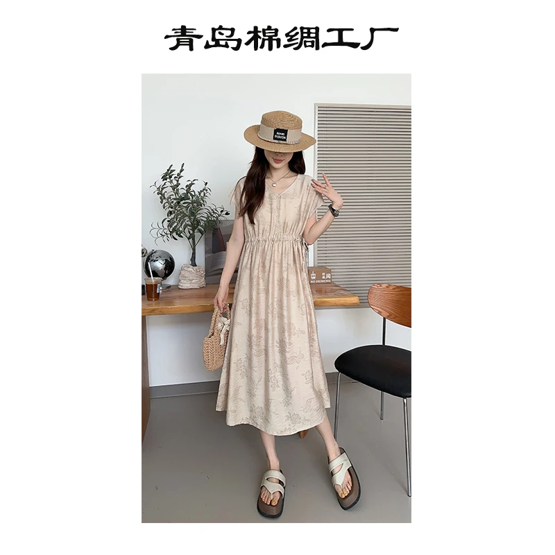 【清新素雅】25款夏季新款棉绸连衣裙-FC6507