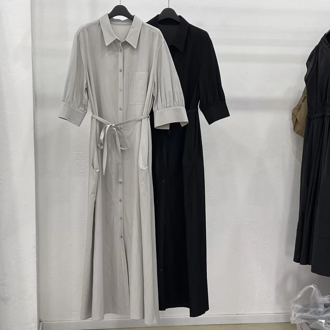 [老板娘专属]胸贴兜一排扣腰带连衣裙