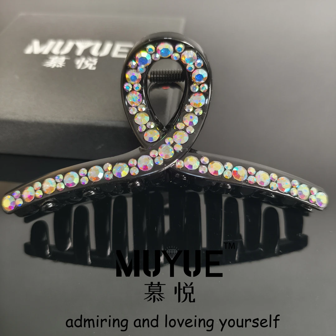 慕悦-【升级版飘带】专柜正品满钻抓夹11cm盘发夹6125