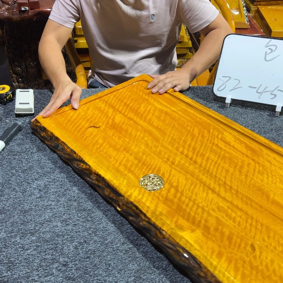 缅甸大叶金丝楠实木茶盘