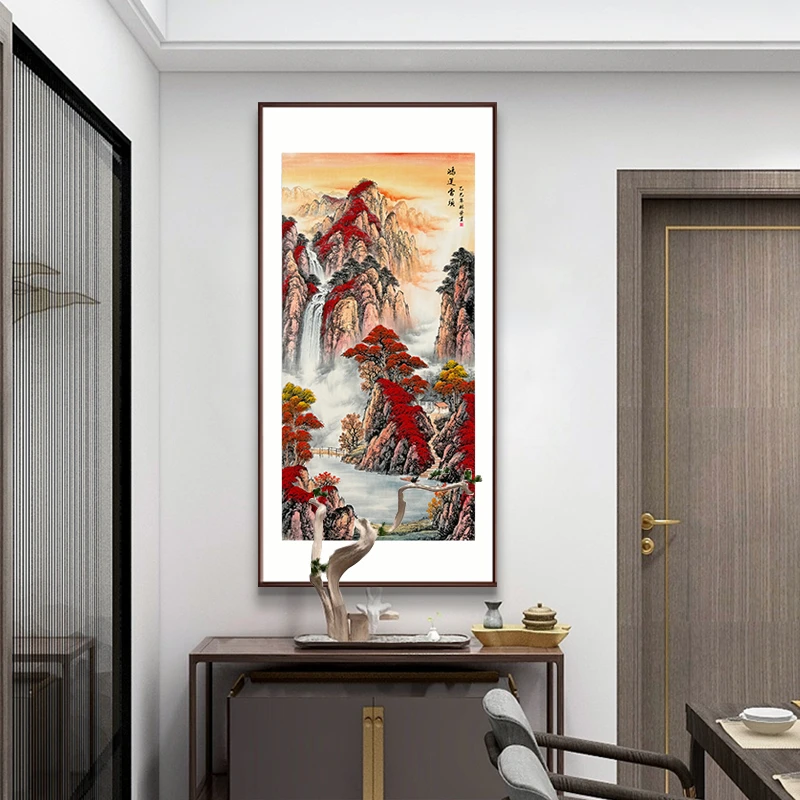 手绘【鸿运当头】国画山水画客厅办公室挂画05-1