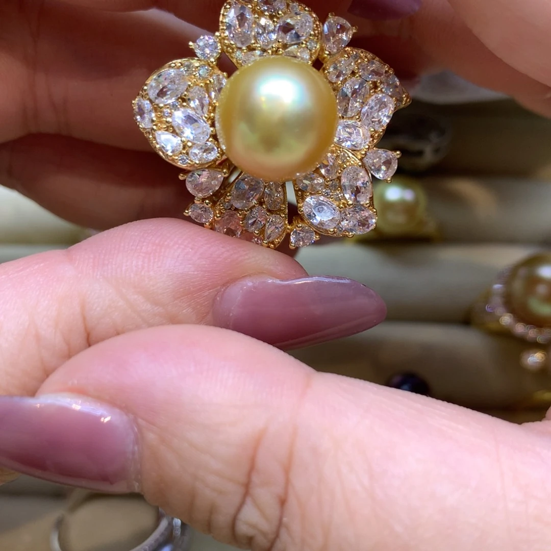 银S925镶嵌戒指海水珍珠