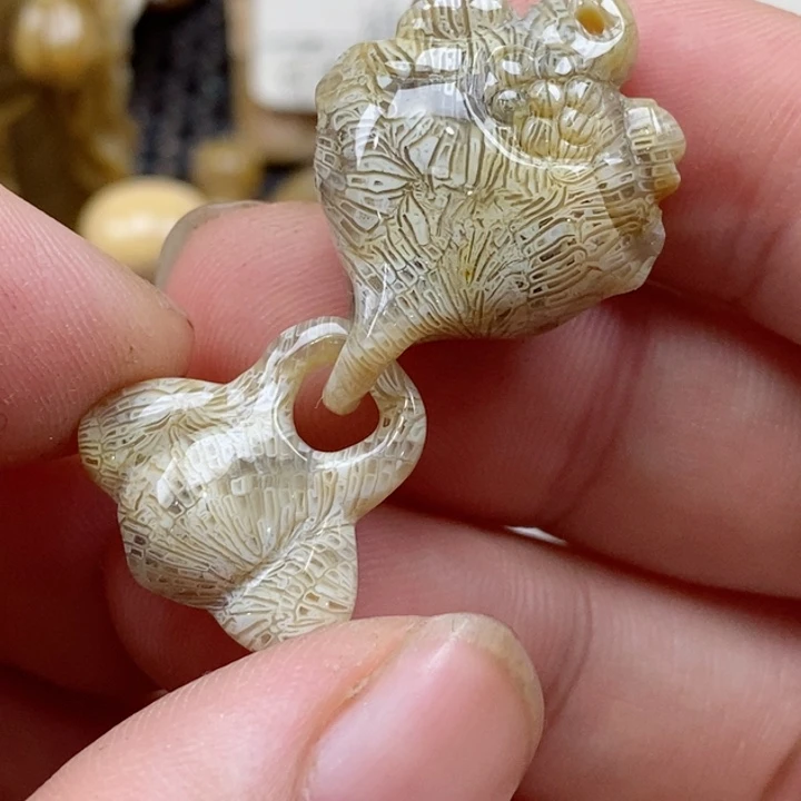 颈饰未镶嵌硅化珊瑚（珊瑚玉）