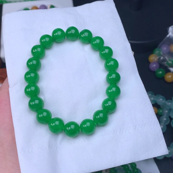 笔***子缅料卡10正阳绿手串