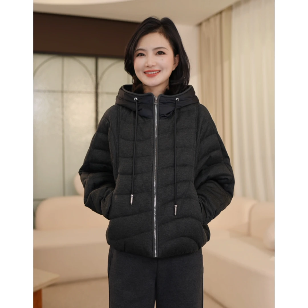 枫竺阿楠anan90白鹅绒连帽抽绳保暖排骨羽绒服女冬季鹅绒外套
