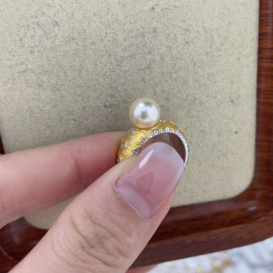 海水珍珠银S925镶嵌戒指