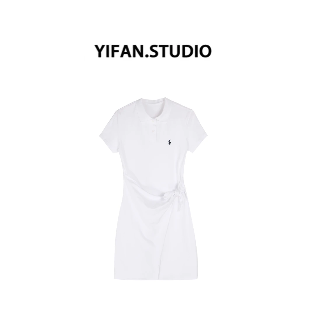 YIFAN 夏纯欲气质polo领短袖连衣裙女修身显瘦百搭打底短裙YF2574