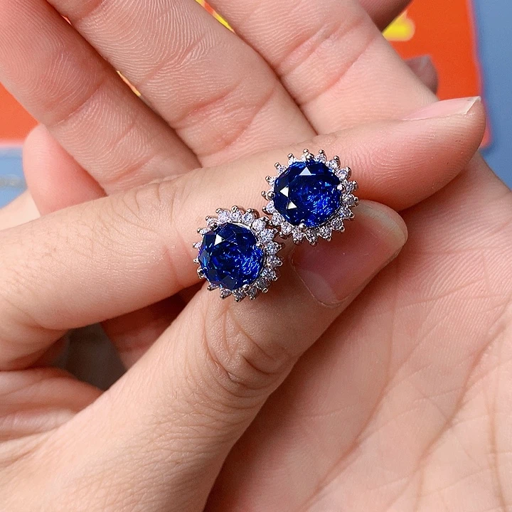 托帕石耳饰银S925镶嵌