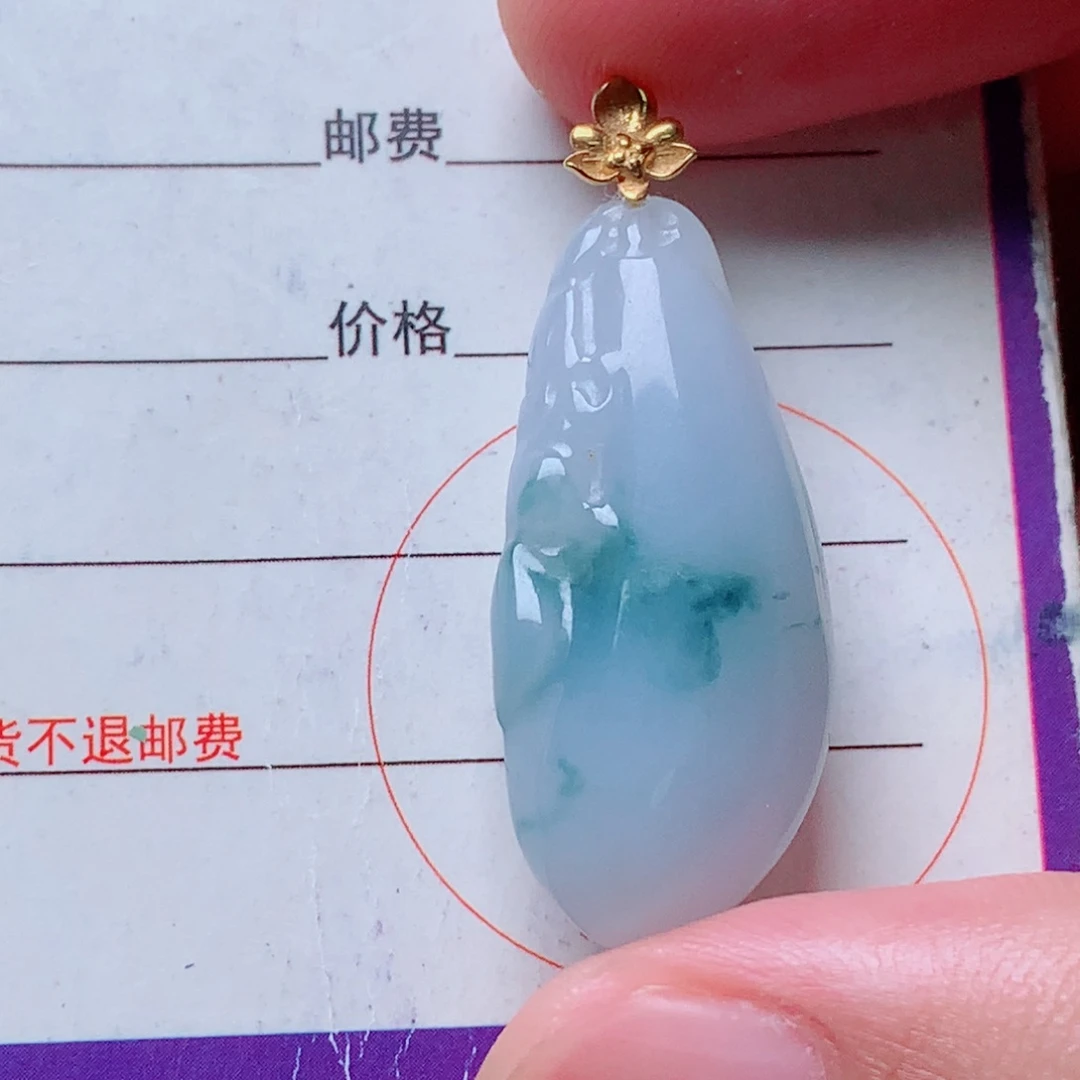 颈饰18K金镶嵌翡翠紫福瓜