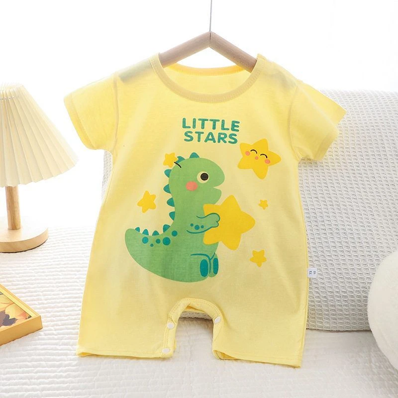 夏季新款婴幼儿爬服纯棉韩版男宝宝薄款女宝宝短袖儿童连体衣哈