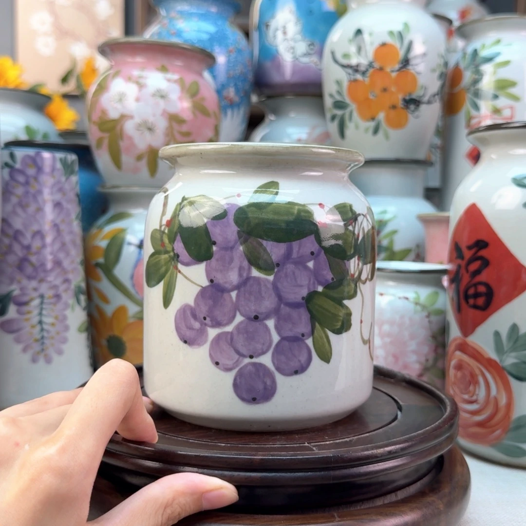 景德镇陶瓷手绘花瓶无孔