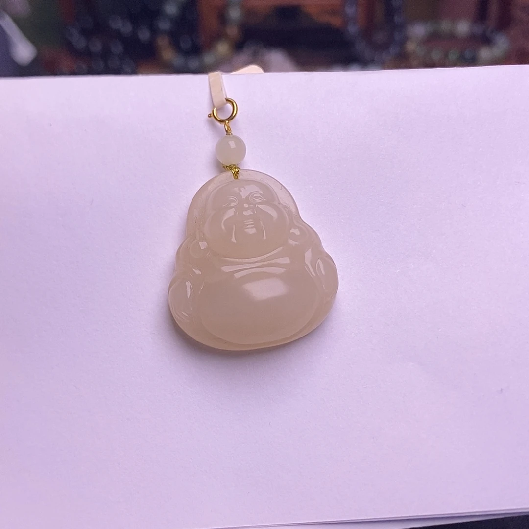 和田玉未镶嵌颈饰藕粉红粉佛公