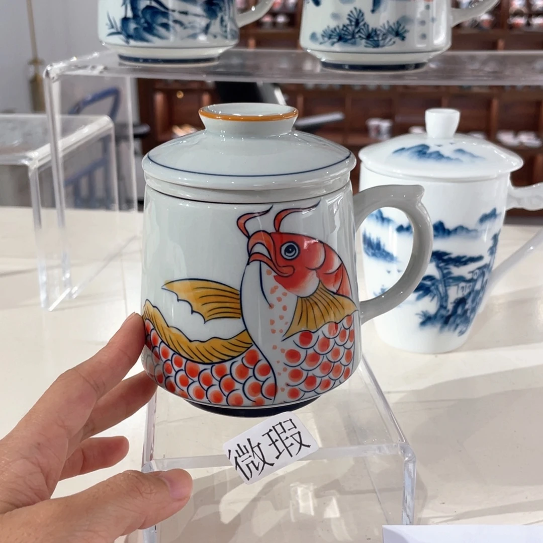 釉下手绘茶具微瑕