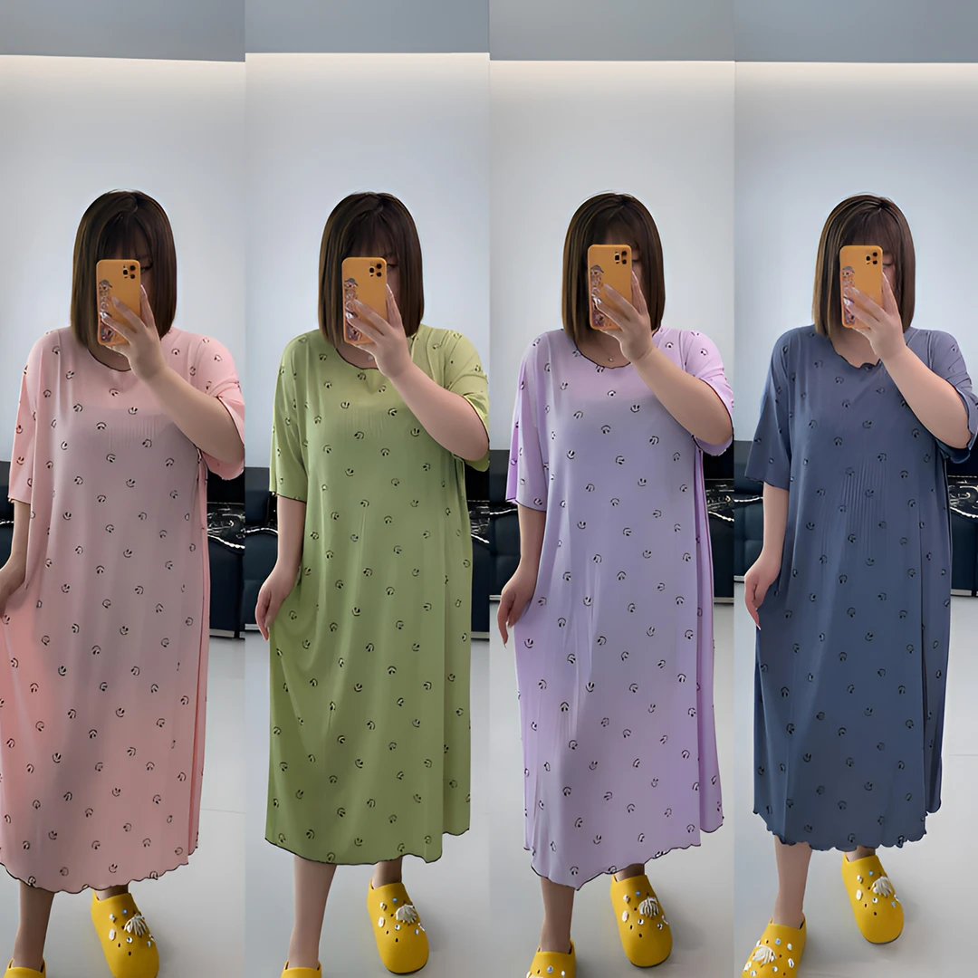 【赠运险】夏季新款高弹力过膝中长款女睡裙240斤大码可外穿家居服