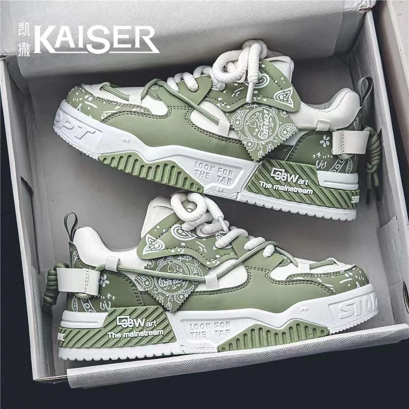 凯撒男鞋春季新款潮流百搭休闲板鞋子男款时尚厚底增高运动潮鞋