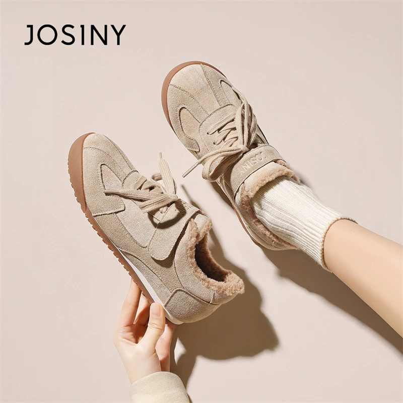 卓诗尼德训鞋女加绒棉鞋女2024新款冬季平底加厚保暖百搭超厚底