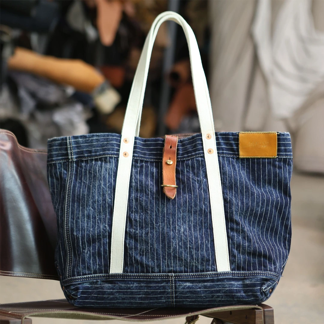 方向皮具/新款手工皮具经典重磅条纹牛仔单肩包手提包8594方形