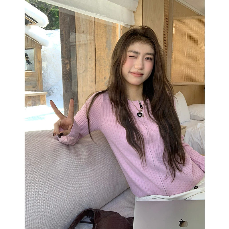 橘子树在哪儿韩系外搭气质慵懒短款针织开衫上衣女显瘦百搭秋季款