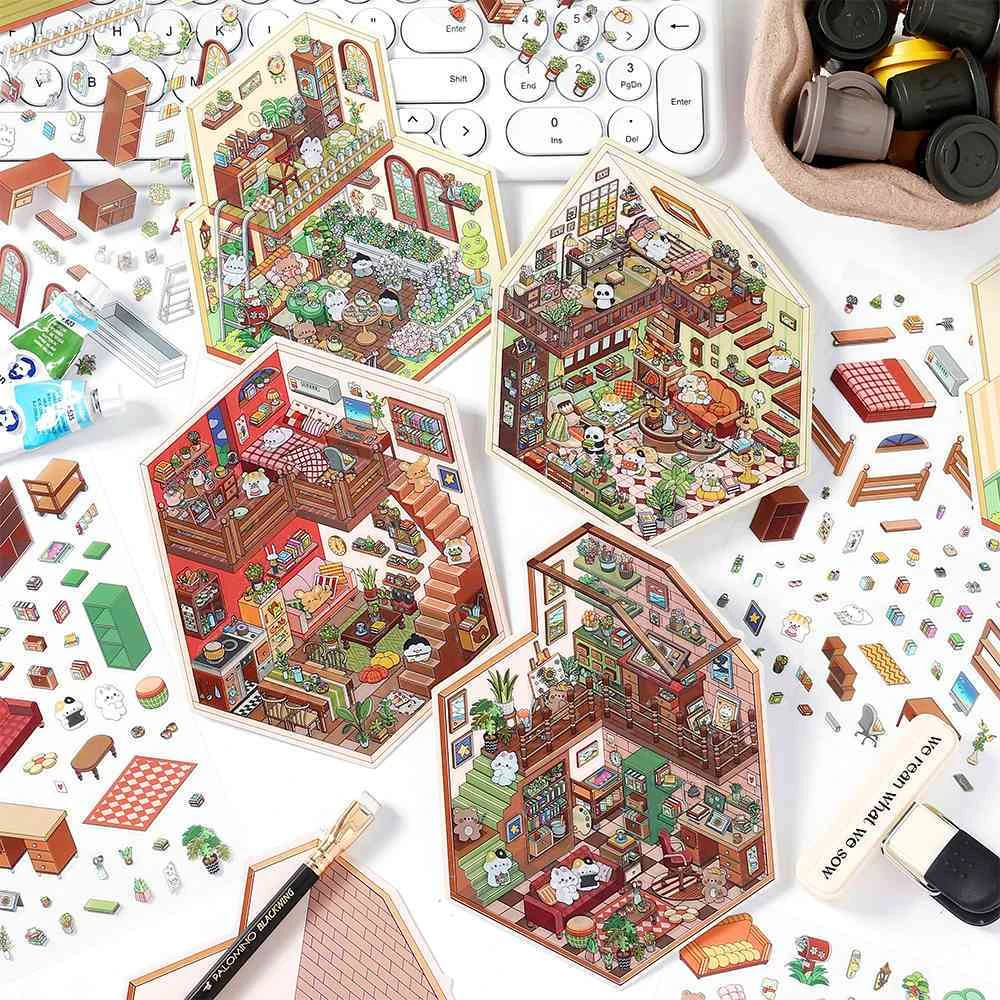 Infeel.Me我的小屋造景贴纸2.5D立体小屋大号微缩场景堆叠diy贴画
