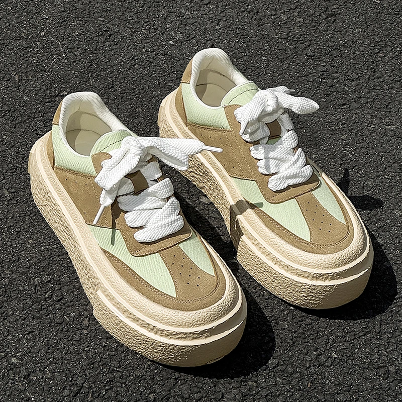 秋季2025新款帆布鞋透气厚底小白鞋增高5cm休闲百搭男生运动板鞋