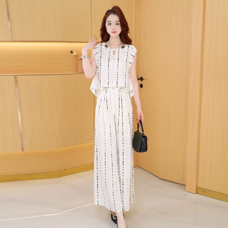 【两件套】夏季时尚女神修身洋气宽松气质休闲百搭显瘦减龄女装套裤