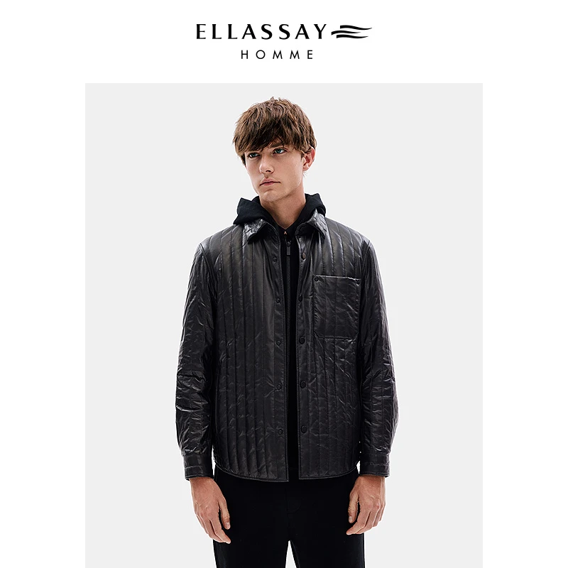 ELLASSAY歌力思男装秋冬新款绵羊皮加厚保暖皮衣EME354X00300男士