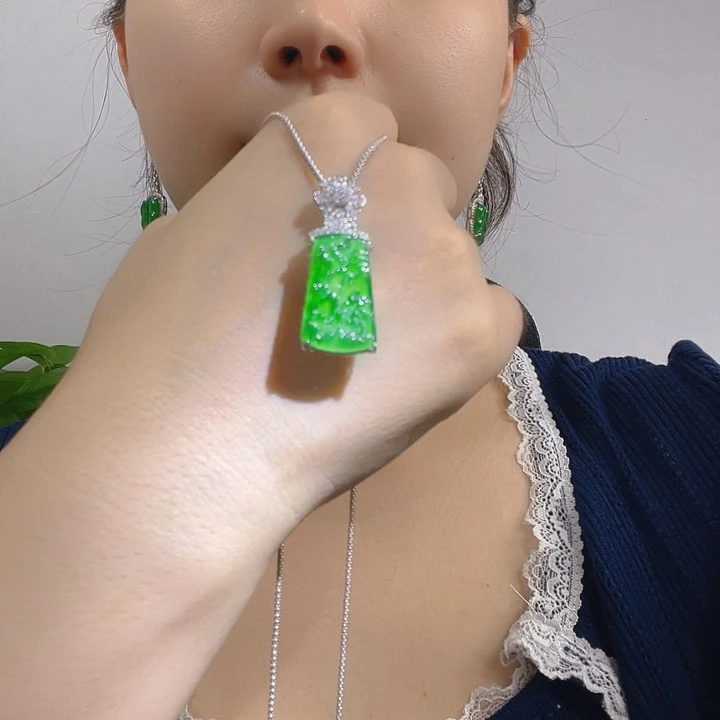 翡翠银S925镶嵌吊坠(不含链)