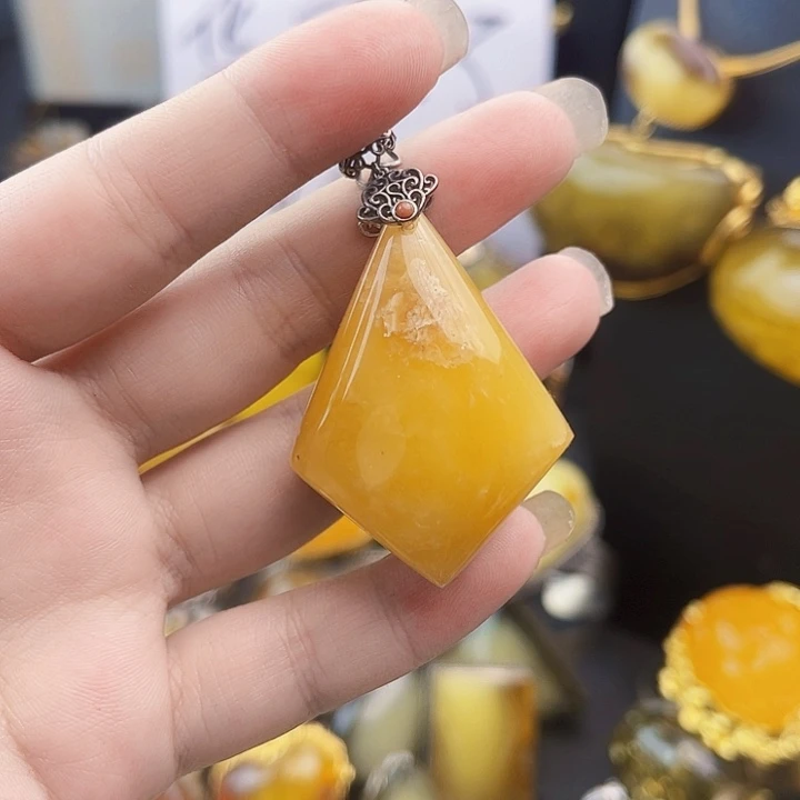 裸石琥珀银S925镶嵌