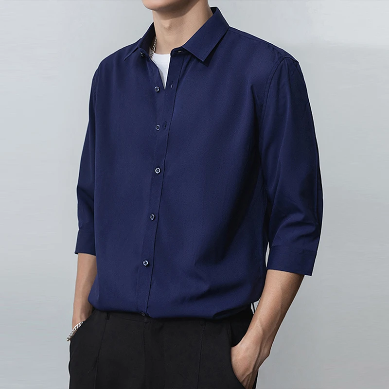 ZONGJIE香港高端商务休闲七分袖衬衫男款2025年秋季新款休闲衬衣