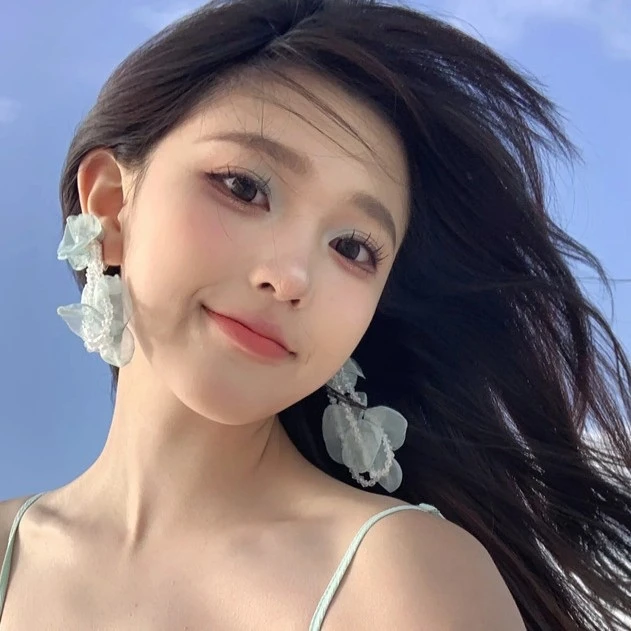 合金耳饰 薄荷曼波海边度假风花朵流苏耳钉女长款设计耳环耳饰