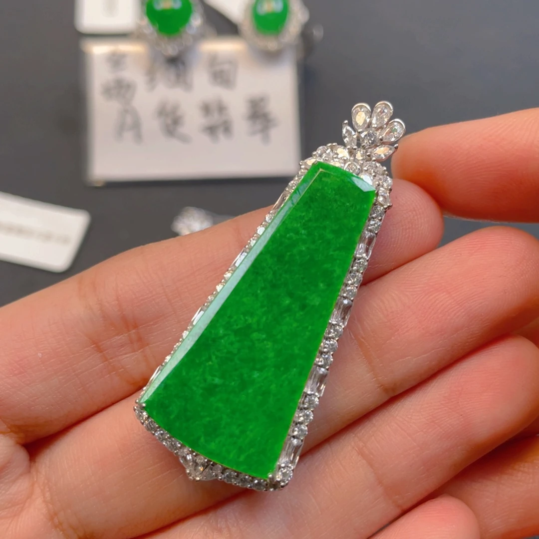 翡翠银S925镶嵌吊坠(不含链)