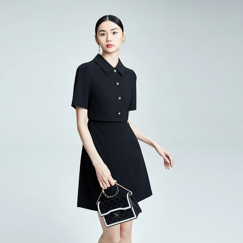 修身收腰气质连衣裙2024新款进口面料修身设计感-MJFB02WOP304B11