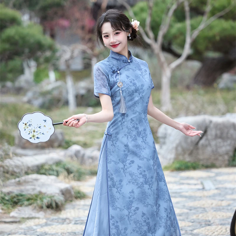 【173】新中式旗袍复古2025新款高级感日常可穿茶艺师奥戴连衣裙夏