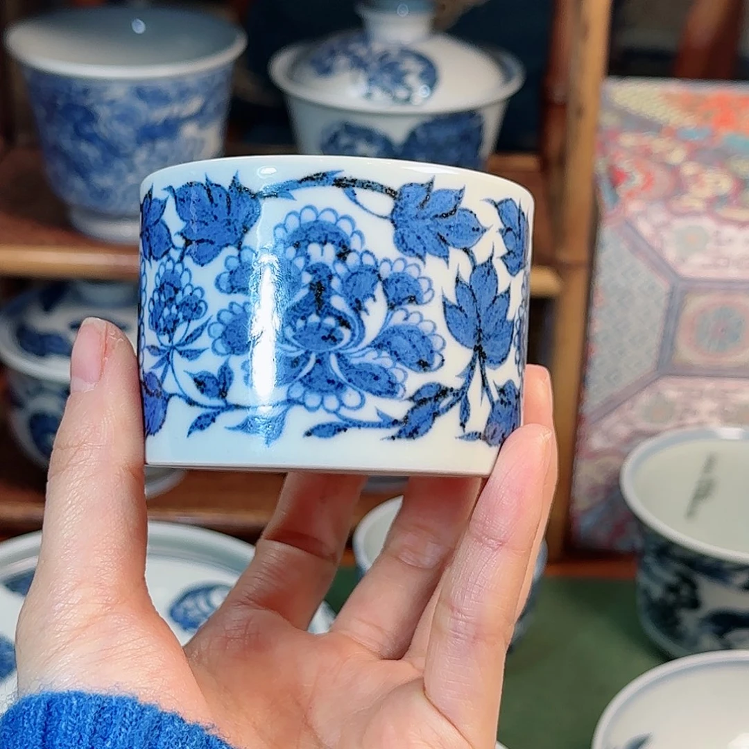 牡丹直身杯明续幽蓝