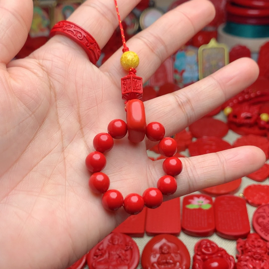 天然辰砂工艺品朱砂手机坠