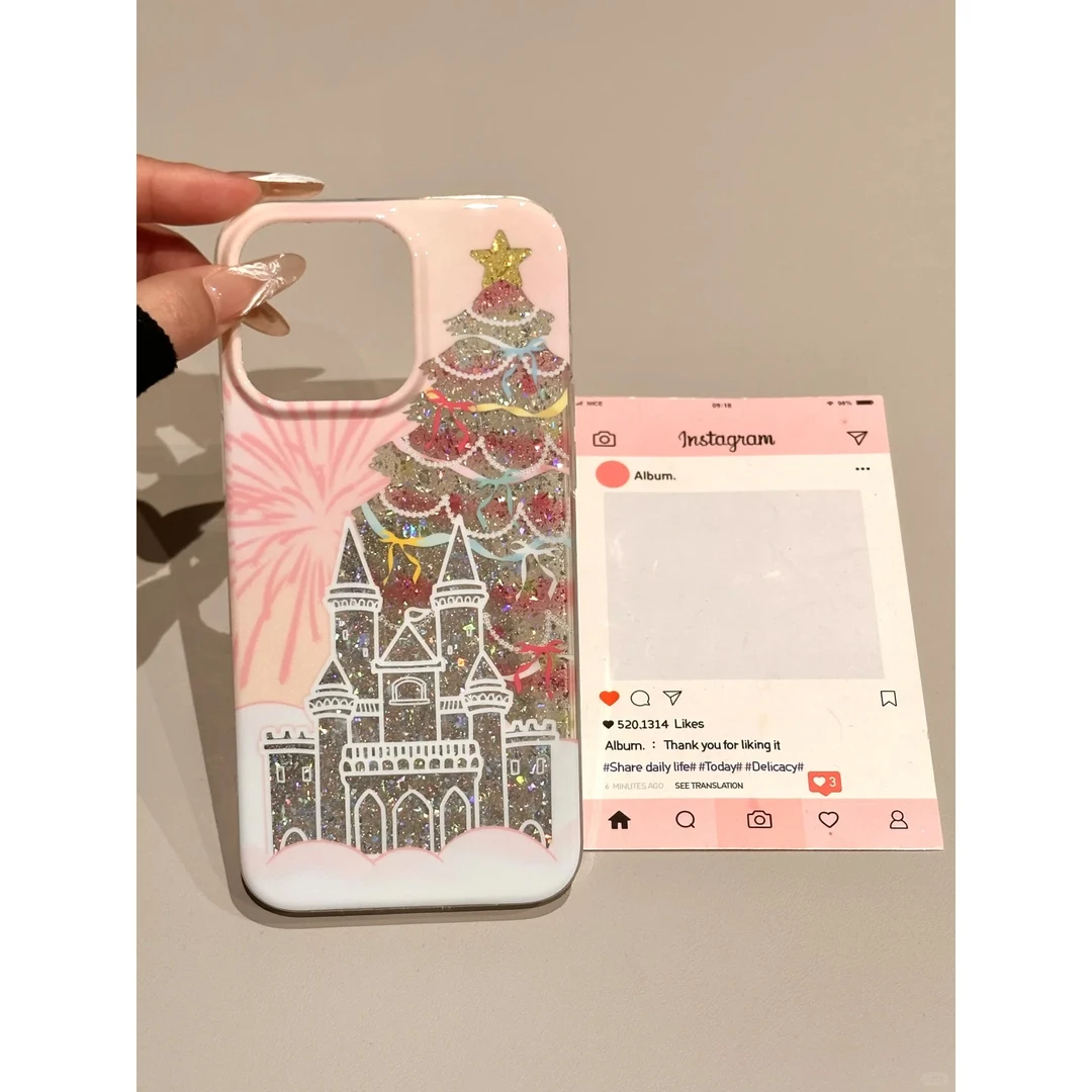 BANCA新年烟花城堡闪粉适用iPhone16苹果15promax手机壳14/13/12