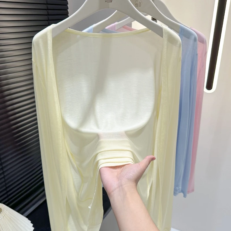 黄色气质优雅百搭针织长袖开衫2025早秋宽松慵懒风中长款轻薄外套