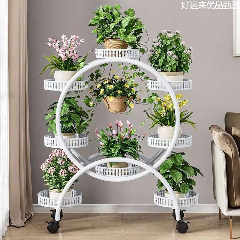 乌市直发新疆花架子客厅落地式可移动带轮绿萝花盆架铁艺多层阳台