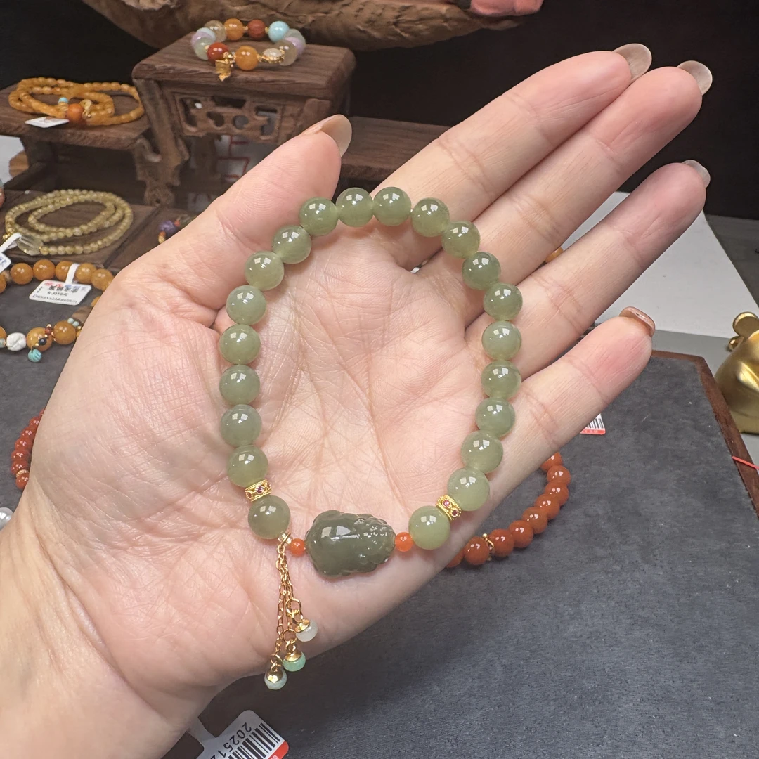 单圈和田玉碧玉手串8mm搭配碧玉手链1012多样性发一气质轻奢