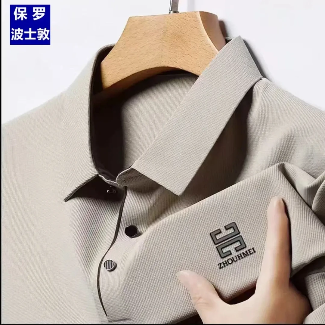保罗波士敦夏季冰丝短袖T恤男士翻领夏季中年上衣休闲百搭POLO衫