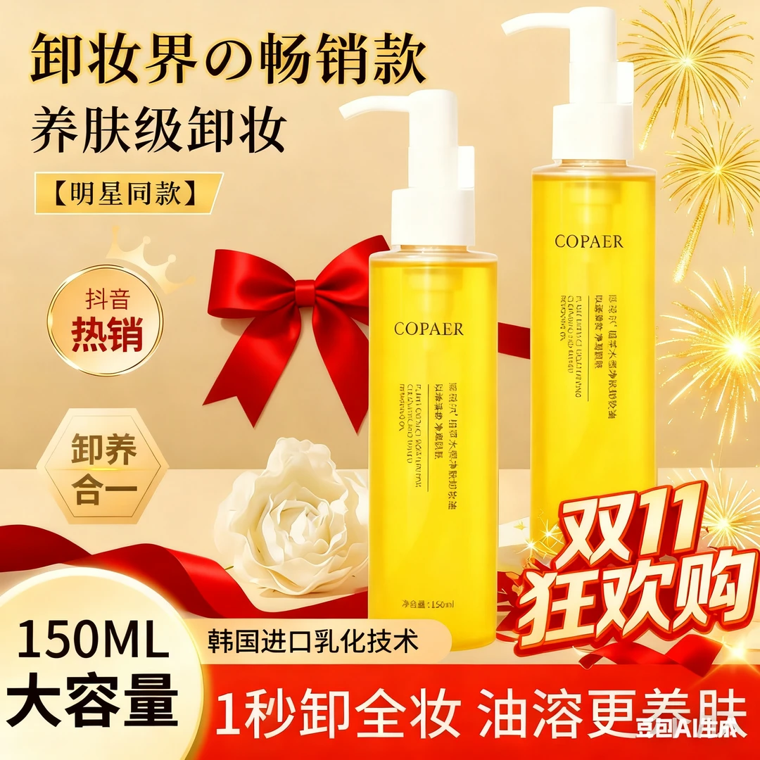 库蓓尔植萃卸妆油150ML温和不刺激敏感肌清洁卸妆水眼唇脸三合一