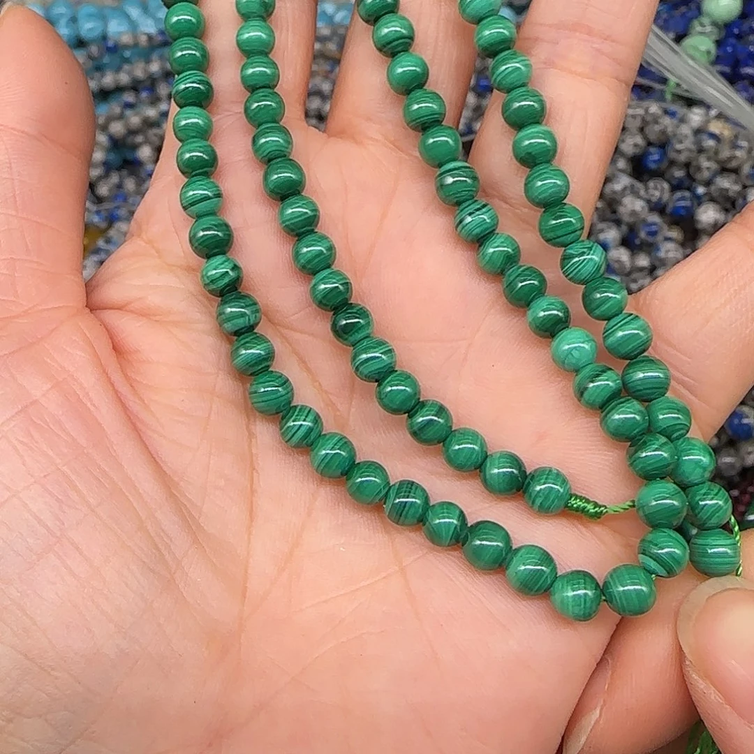 玛瑙/玉髓合金珠宝半成品孔雀石4mm圆珠一条