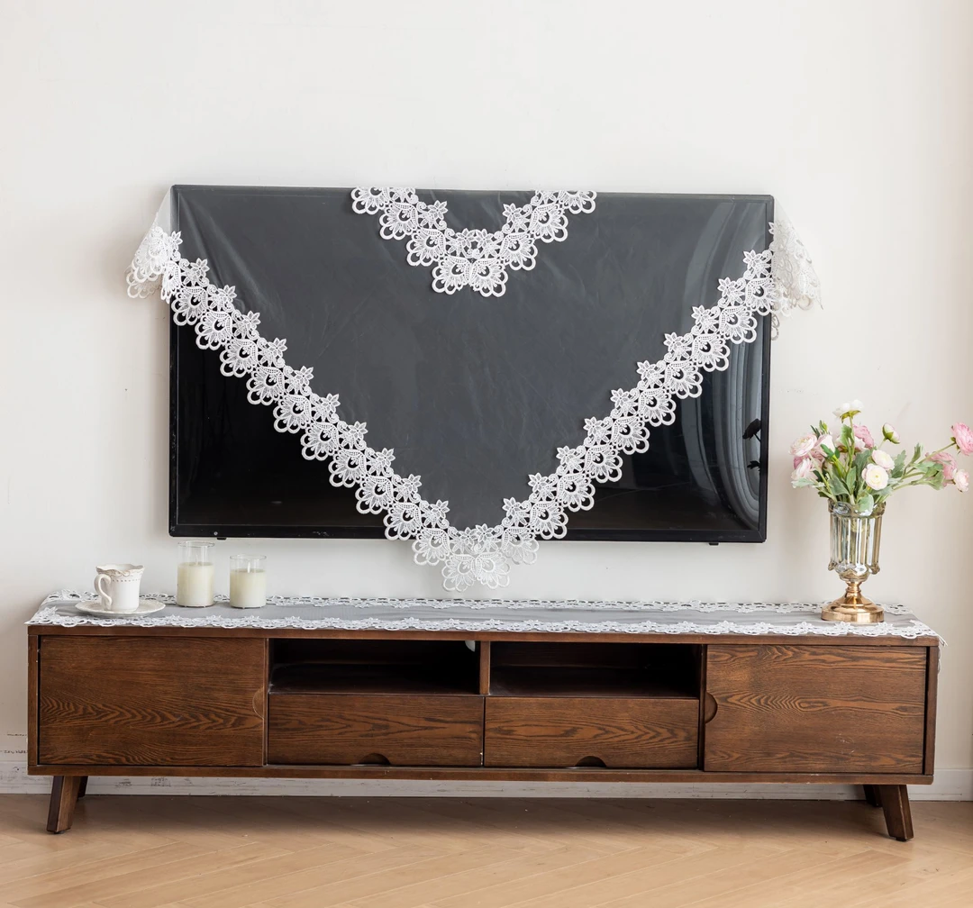 白色方形蕾丝盖布桌布电视机盖巾