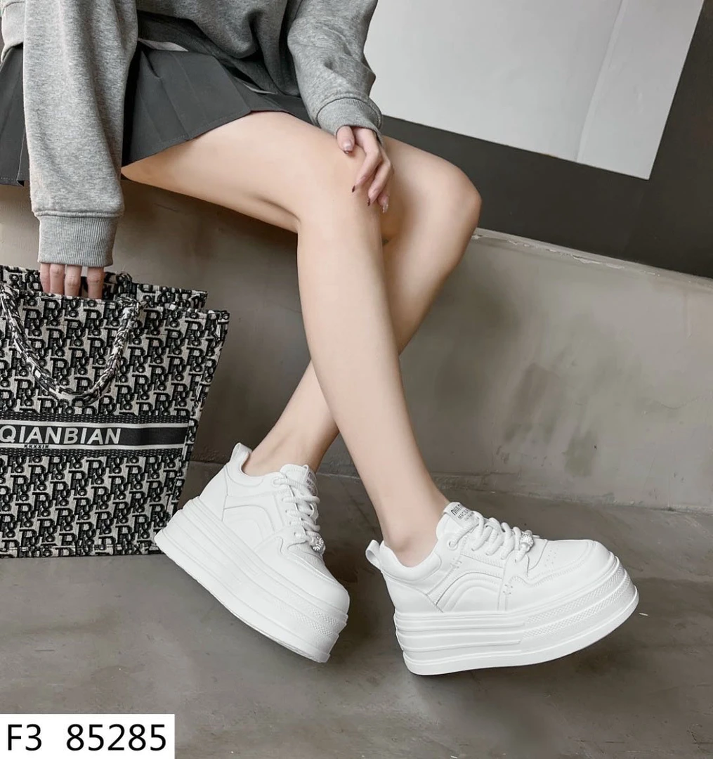 F3春季新品松糕厚底小白鞋85285