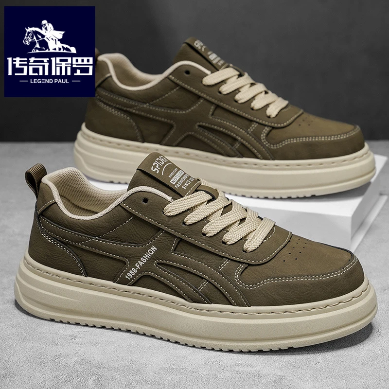 传奇保罗正版男鞋冬季低帮运动板鞋男百搭复古工作休闲鞋秋季
